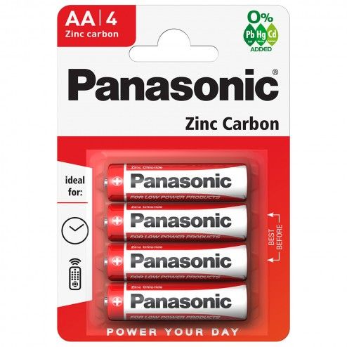 Batterie stilo AA Zinco Carbone Panasonic R6RZ/4BP Blister da 4 pezzi