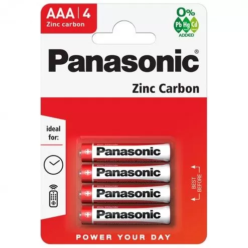 Batterie ministilo AAA Zinco Carbone Panasonic R03RZ/4BP Blister da 4 pezzi