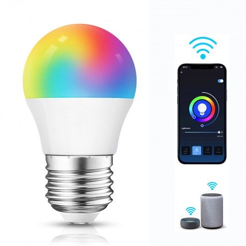 LED bulb E27 G45 5W Smart dimmable RGB WiFi with App