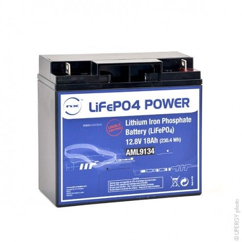 LiFePO4 12V 18Ah M6-M Lithium Iron Phosphate Battery - 1