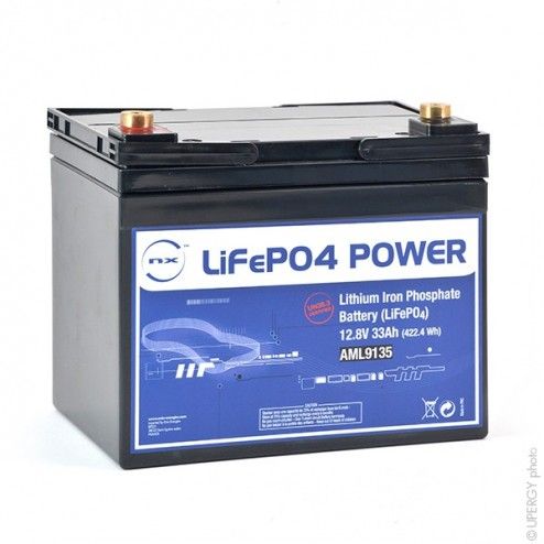 LiFePO4 12V 33Ah M6-F Lithium Iron Phosphate Battery - 1