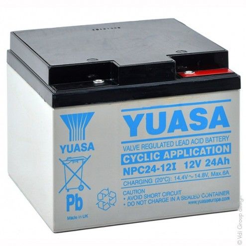 YUASA NPC24-12I 12V 24Ah M5-F AGM Battery - 1