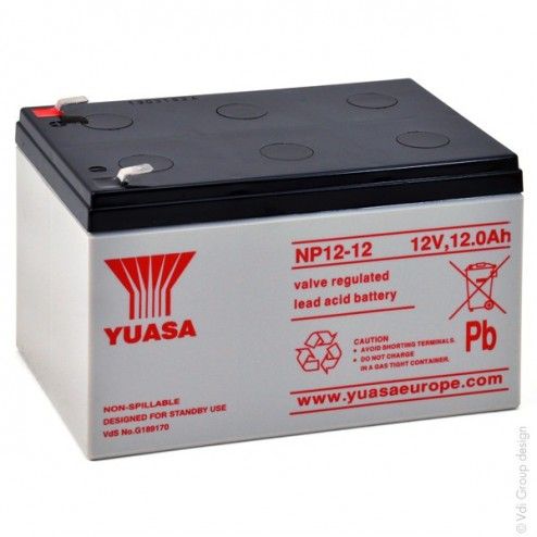 YUASA NP12-12 12V 12Ah F6.35 AGM Battery - 1