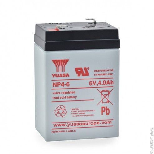 YUASA NP4-6 6V 4Ah F4.8 AGM Battery - 1