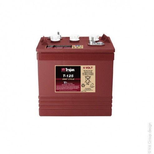 Trojan T-125 Deep Cycle Battery 6V 240Ah M8-M lead traction battery - 1