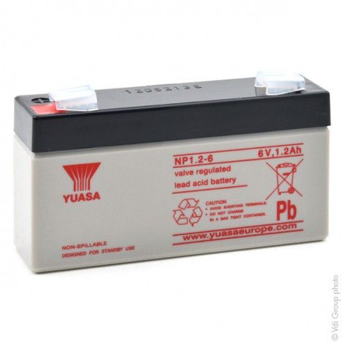 YUASA NP1.2-6 6V 1.2Ah F4.8 AGM Battery - 1