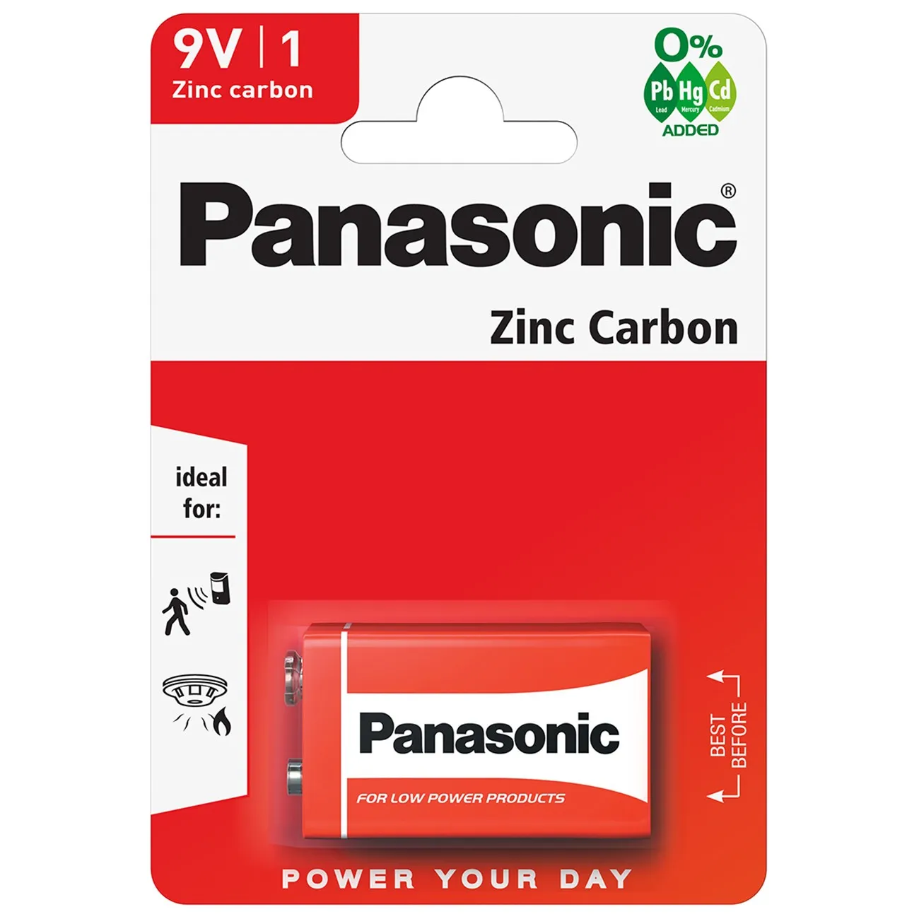 Batterie 9V Transistor Zinco Carbone Panasonic 6F22RZ/1BP Blister da 1 pezzo