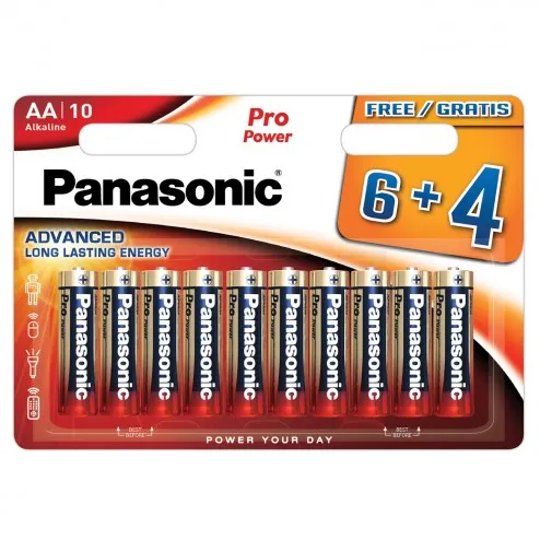 Batterie stilo AA Pro Power Panasonic LR6PPG10BW Blister da 10(6+4) pezzi