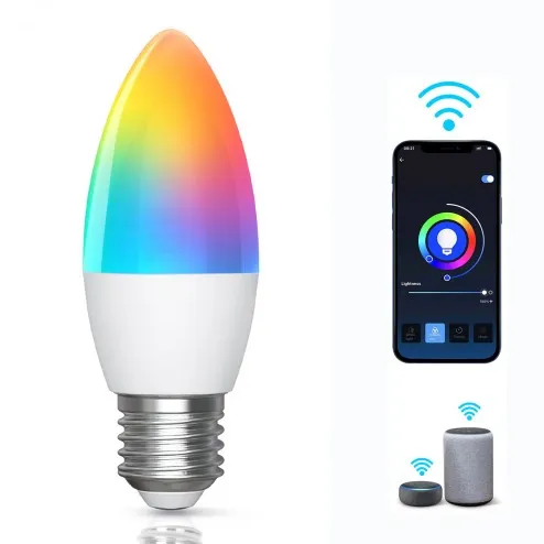 Lampadina LED E27 C37 5W Smart dimmerabile RGB WiFi con App