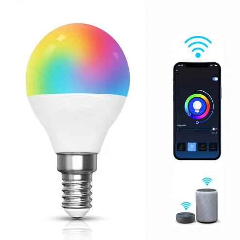 Lampadina LED E14 G45 5W Smart dimmerabile RGB WiFi 7W con App